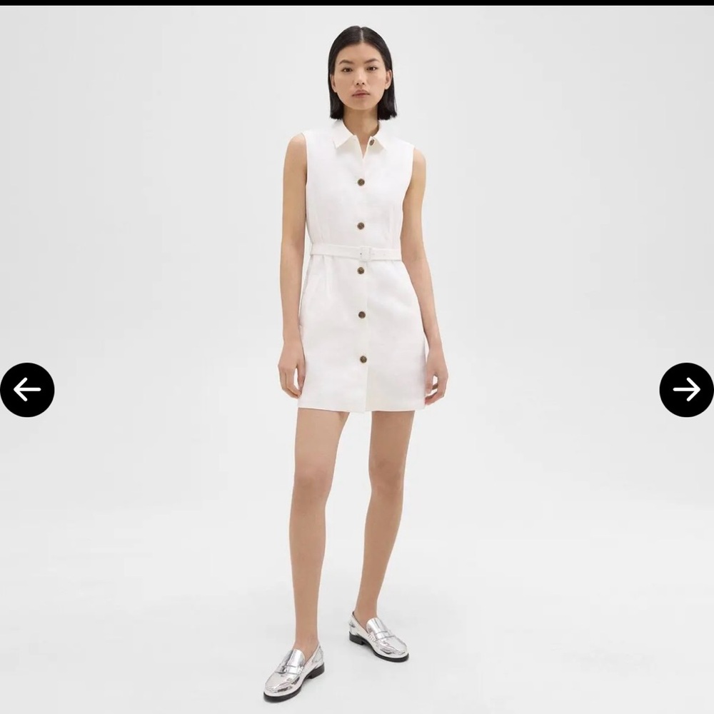 Theory White Sleeveless Button-Front Mini Dress